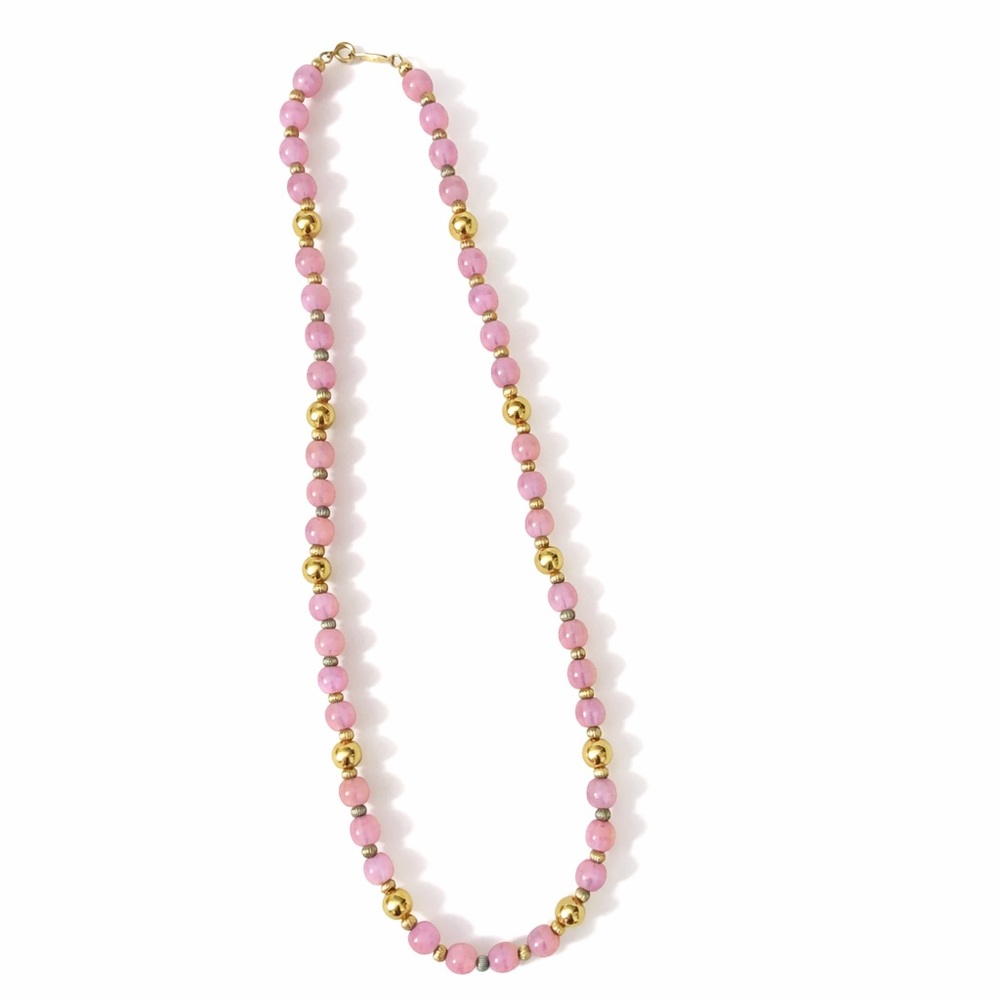 Napier Necklace Vintage 60’s Pink & Gold Beaded